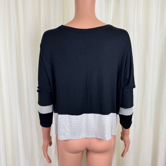 NWOT Women's Solemio Raglan Sleeve Color Block Crop Top Blouse T-Shirt MD - Picture 4 of 9